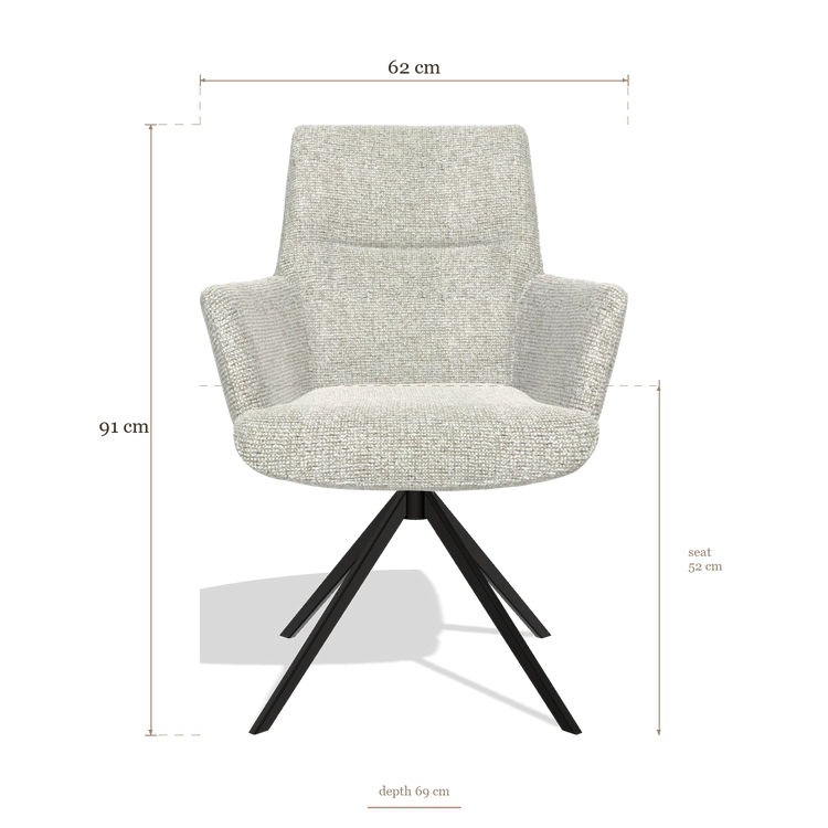 Esszimmerstuhl mit Armlehnen Flavia 6694, Maße 62 x 69 x 91 cm