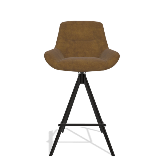 Barhocker Flavia 6721 in Stoff Adore 132 (Braun), Beine in Schwarz, Vorderansicht