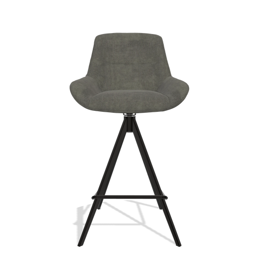 Barhocker Flavia 6721 in Stoff Adore 156 (Dunkelgrau), Beine in Schwarz, Vorderansicht