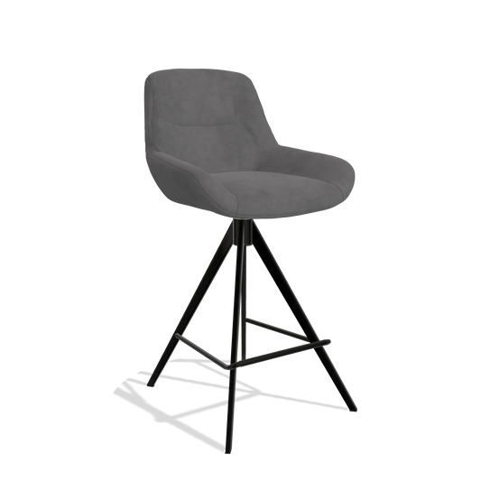 Barhocker Flavia 6721 in Stoff Adore 180 (Dunkelgrau), Beine in Schwarz, Schrägansicht