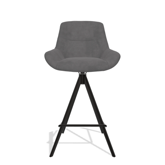 Barhocker Flavia 6721 in Stoff Adore 180 (Dunkelgrau), Beine in Schwarz, Vorderansicht