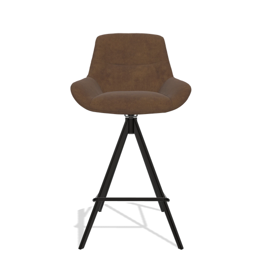 Barhocker Flavia 6721 in Stoff Adore 28 (Schokobraun), Beine in Schwarz, Vorderansicht