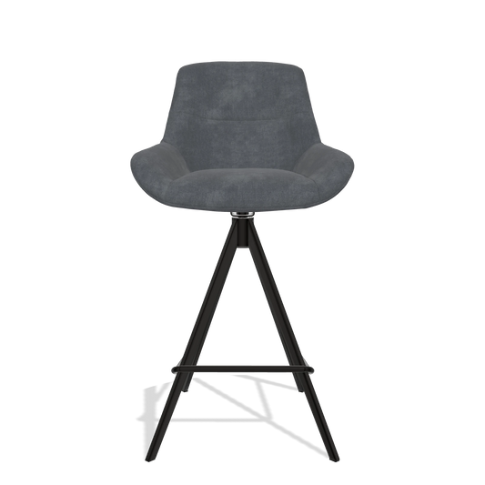Barhocker Flavia 6721 in Stoff Adore 56 (Anthrazit), Beine in Schwarz, Vorderansicht