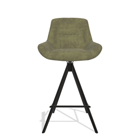 Barhocker Flavia 6721 in Stoff Adore 59 (Oliv), Beine in Schwarz, Vorderansicht