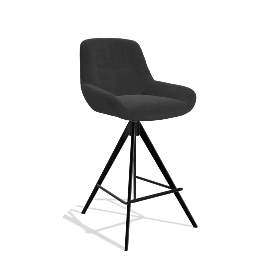 Barhocker Flavia 6721 in Stoff Adore 67 (Schwarz), Beine in Schwarz, Schrägansicht
