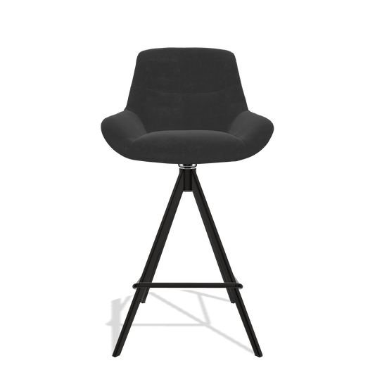 Barhocker Flavia 6721 in Stoff Adore 67 (Schwarz), Beine in Schwarz, Vorderansicht