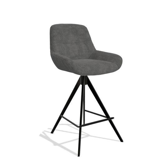 Barhocker Flavia 6721 in Stoff Adore 68 (Dunkelgrau), Beine in Schwarz, Schrägansicht