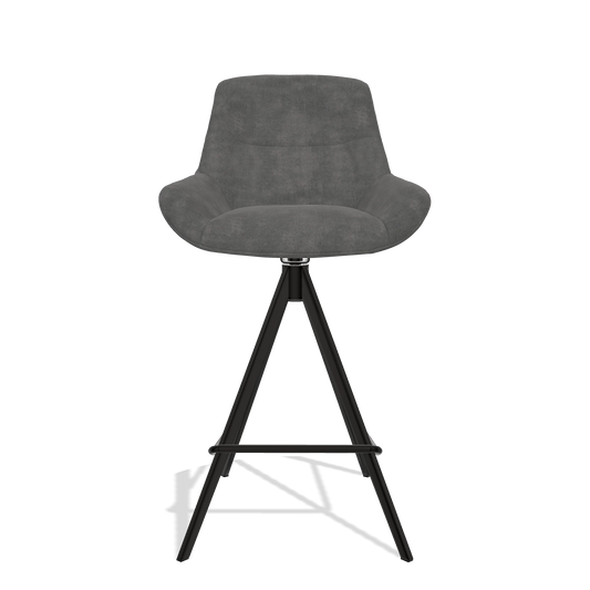 Barhocker Flavia 6721 in Stoff Adore 68 (Dunkelgrau), Beine in Schwarz, Vorderansicht