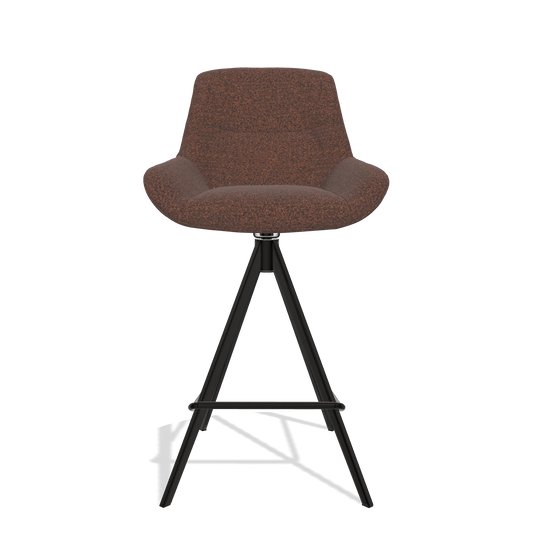 Barhocker Flavia 6721 in Stoff Ascot Brick (Schokobraun), Beine in Schwarz, Vorderansicht