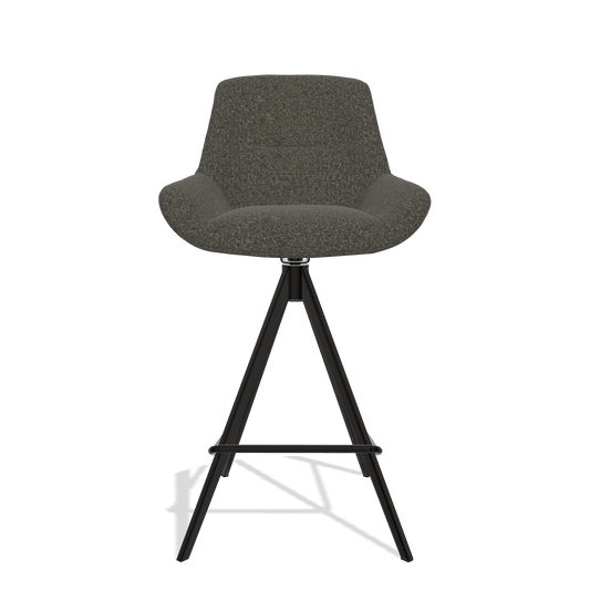 Barhocker Flavia 6721 in Stoff Ascot Mouse (Schokobraun), Beine in Schwarz, Vorderansicht