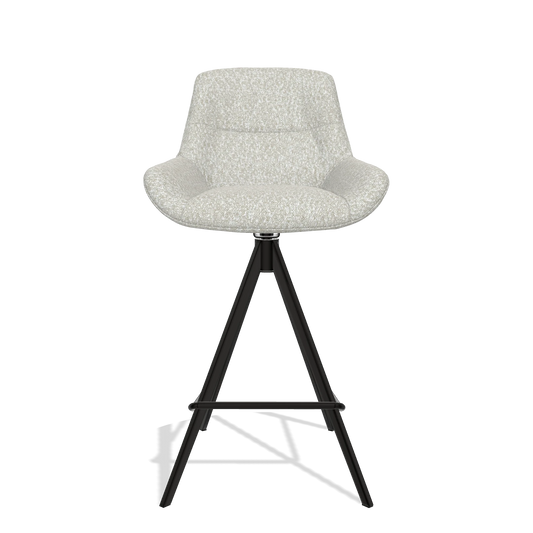 Barhocker Flavia 6721 in Stoff Ascot Pearl (Hellgrau), Beine in Schwarz, Vorderansicht
