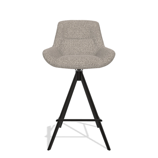Barhocker Flavia 6721 in Stoff Ascot Toffee (Grau), Beine in Schwarz, Vorderansicht