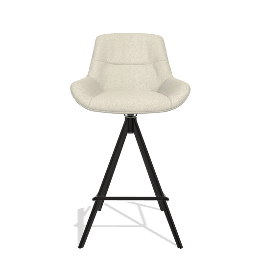 Barhocker Flavia 6721 in Stoff Boogie 84 (Hellgrau), Beine in Schwarz, Vorderansicht