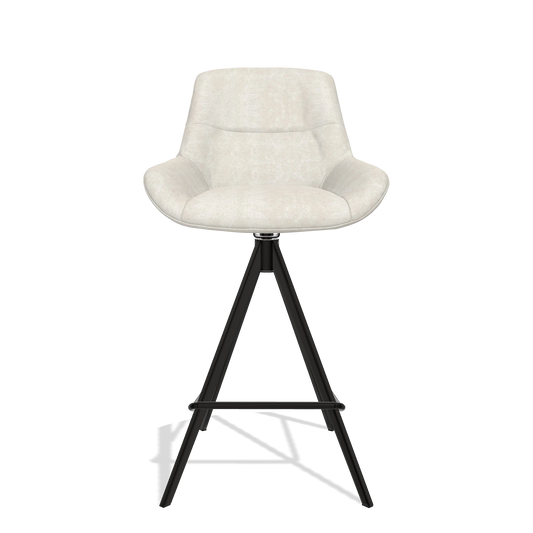 Barhocker Flavia 6721 in Stoff Bull 05 (Hellgrau), Beine in Schwarz, Vorderansicht
