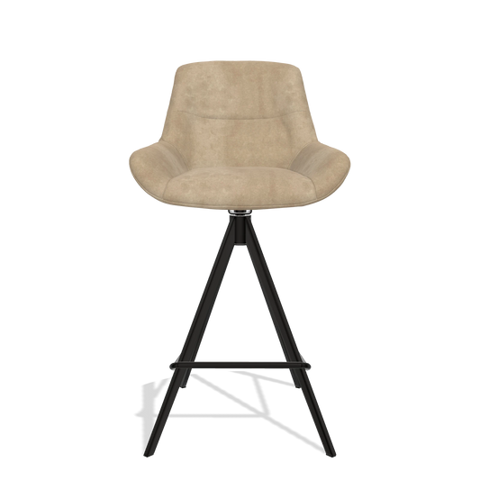Barhocker Flavia 6721 in Stoff Bull 10 (Greige), Beine in Schwarz, Vorderansicht