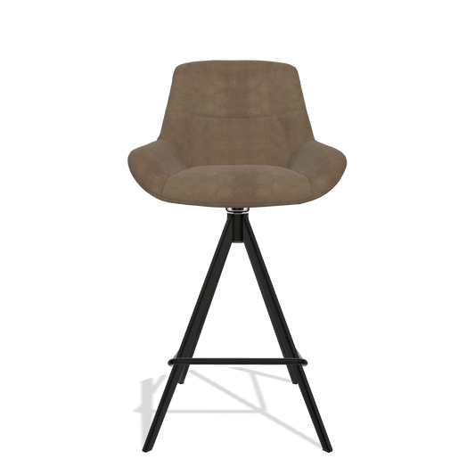 Barhocker Flavia 6721 in Stoff Bull 15 (Braun), Beine in Schwarz, Vorderansicht