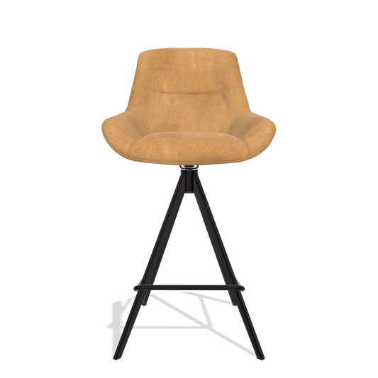 Barhocker Flavia 6721 in Stoff Bull 16 (Ocker), Beine in Schwarz, Vorderansicht