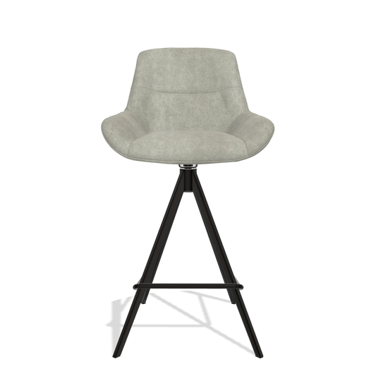 Barhocker Flavia 6721 in Stoff Bull 65 (Greige), Beine in Schwarz, Vorderansicht