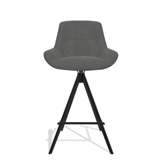 Barhocker Flavia 6721 in Stoff Bull 67 (Dunkelgrau), Beine in Schwarz, Vorderansicht