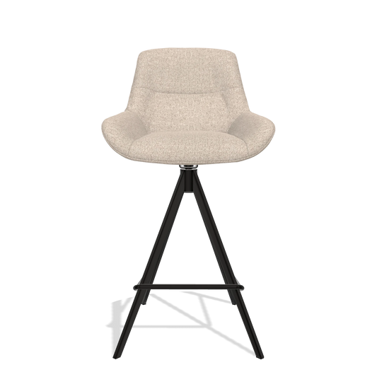 Barhocker Flavia 6721 in Stoff Cayenne 102 (Sand), Beine in Schwarz, Vorderansicht