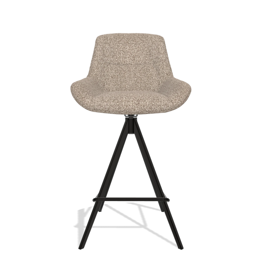 Barhocker Flavia 6721 in Stoff Cayenne 15 (Taupe), Beine in Schwarz, Vorderansicht
