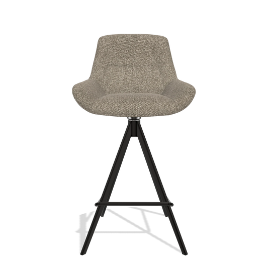 Barhocker Flavia 6721 in Stoff Cayenne 55 (Taupe), Beine in Schwarz, Vorderansicht