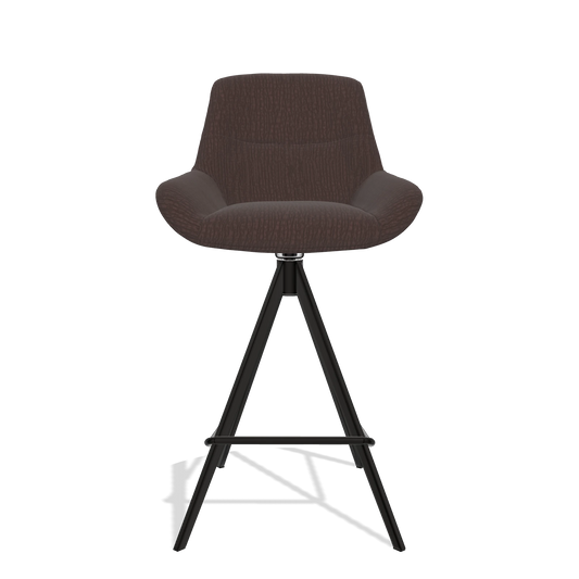 Barhocker Flavia 6721 in Stoff Energy 34 (Schokobraun), Beine in Schwarz, Vorderansicht