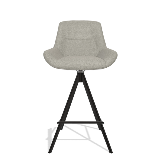 Barhocker Flavia 6721 in Stoff Glory 01 (Greige), Beine in Schwarz, Vorderansicht