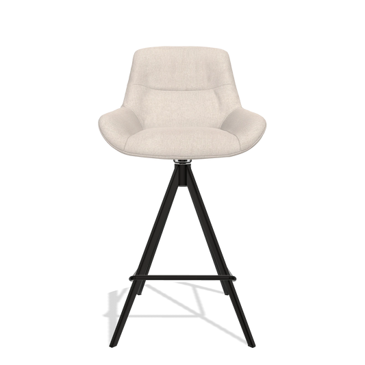 Taburete de bar Flavia 6721 en tela Guard 01 (gris claro), patas en negro, vista frontal