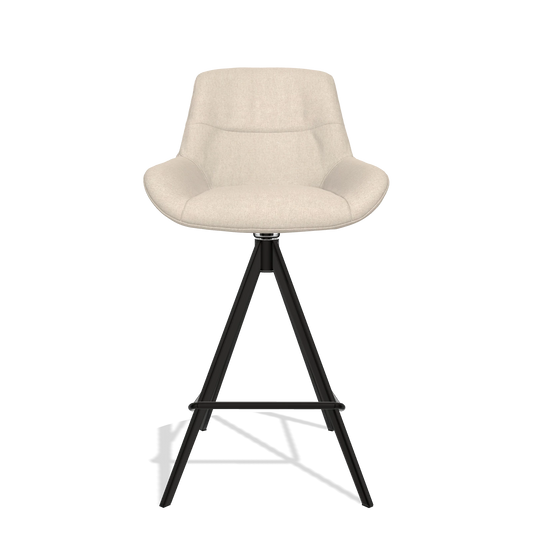 Barhocker Flavia 6721 in Stoff Guard 05 (Hellgrau), Beine in Schwarz, Vorderansicht