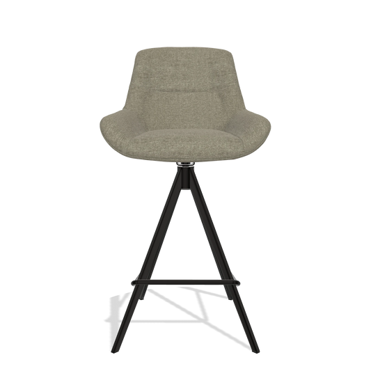 Taburete de bar Flavia 6721 en tela Guard 193 (topo), patas en negro, vista frontal