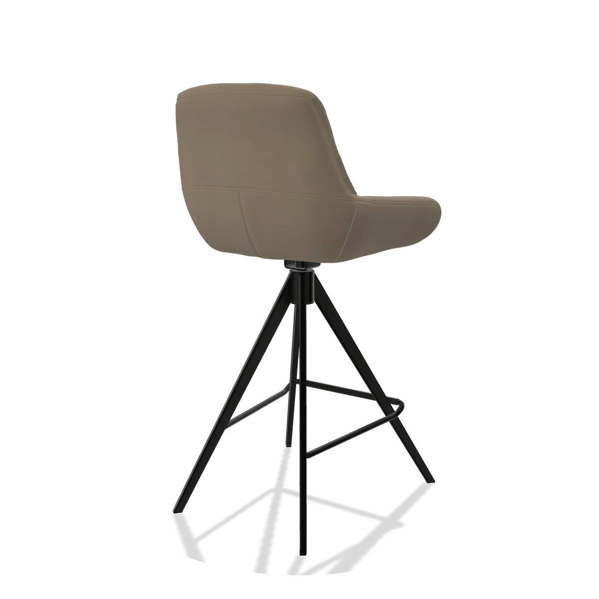 Sgabello da bar Flavia 6721 in Pelle A824 (verde salvia), gambe in nero, vista posteriore angolata