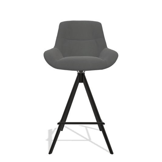 Bar Stool Flavia 6721 in Leather B502 (dark grey), black legs, front view