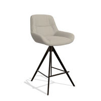 Tabouret de bar Flavia 6721 en Cuir B514 (gris clair), pieds en espresso, vue de trois-quarts
