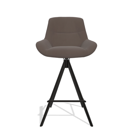 Bar Stool Flavia 6721 in Leather B535 (brown), black legs, front view