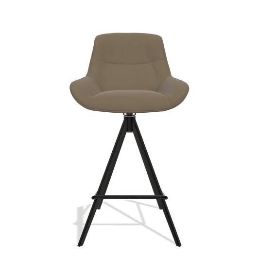 Bar Stool Flavia 6721 in Leather B901 (olive), black legs, front view