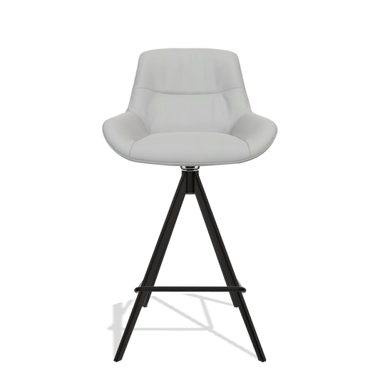 Sgabello da bar Flavia 6721 in Pelle B904 (grigio chiaro), gambe in nero, vista frontale