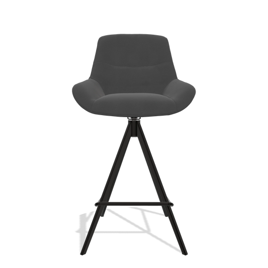 Sgabello da bar Flavia 6721 in Pelle B905 (antracite), gambe in nero, vista frontale