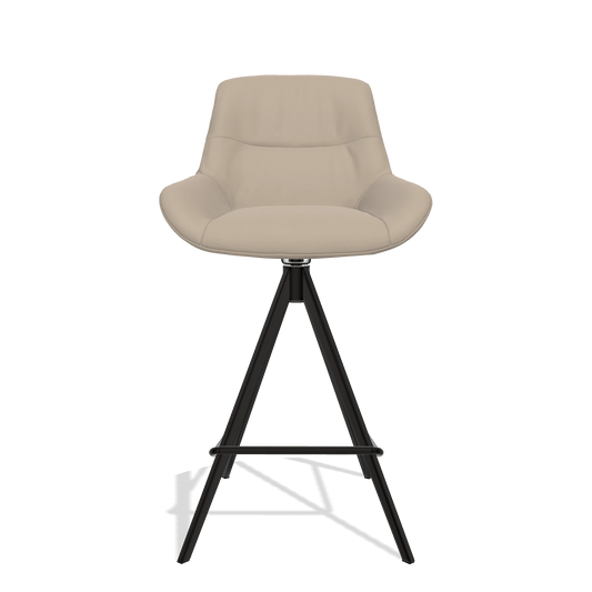 Sgabello da bar Flavia 6721 in Pelle B911 (sabbia), gambe in nero, vista frontale