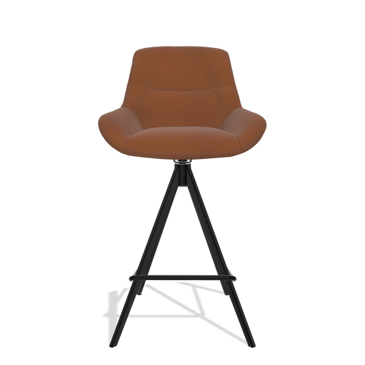 Bar Stool Flavia 6721 in Leather B912 (rust), black legs, front view