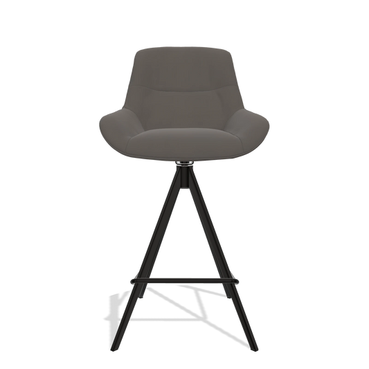 Sgabello da bar Flavia 6721 in Pelle B918 (grigio scuro), gambe in nero, vista frontale