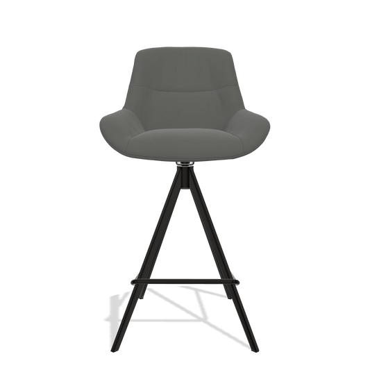 Bar Stool Flavia 6721 in Leather B945 (dark grey), black legs, front view