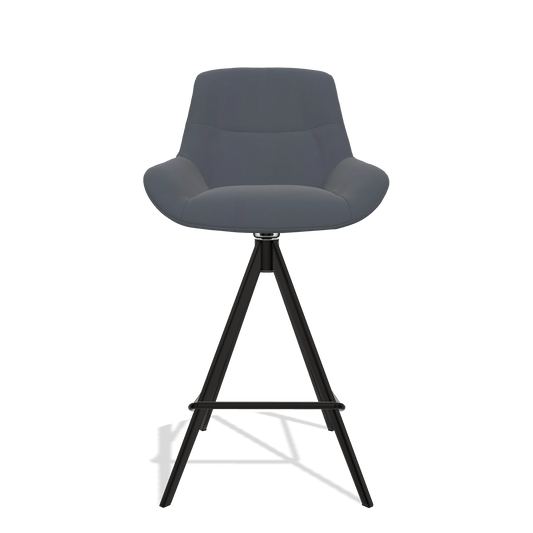 Sgabello da bar Flavia 6721 in Pelle B961 (grigio scuro), gambe in nero, vista frontale