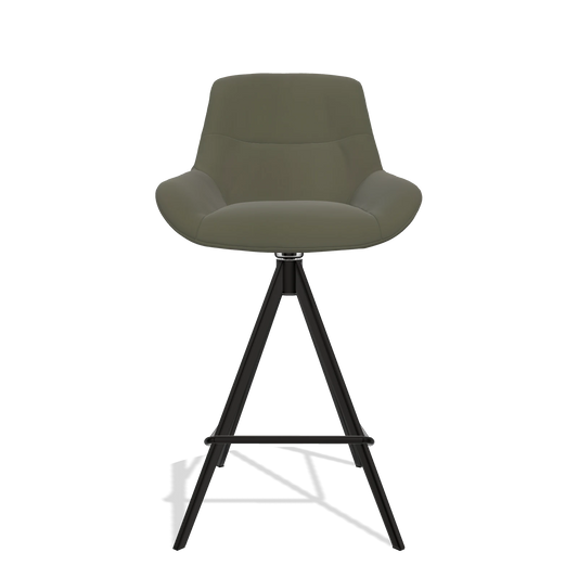 Bar Stool Flavia 6721 in Leather B962 (dark grey), black legs, front view