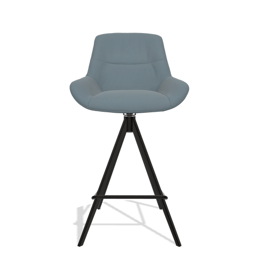 Sgabello da bar Flavia 6721 in Pelle B963 (grigio), gambe in nero, vista frontale