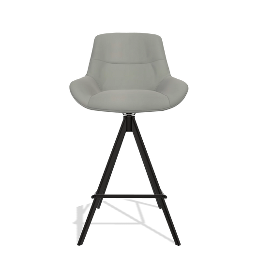 Sgabello da bar Flavia 6721 in Pelle B967 (greige), gambe in nero, vista frontale