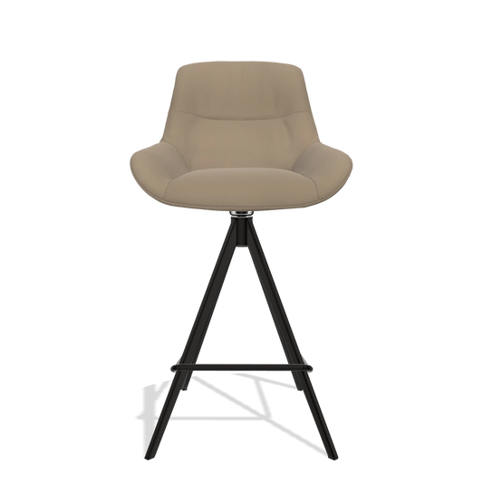 Sgabello da bar Flavia 6721 in Pelle B968 (tortora), gambe in nero, vista frontale