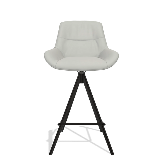 Sgabello da bar Flavia 6721 in Pelle B970 (grigio chiaro), gambe in nero, vista frontale