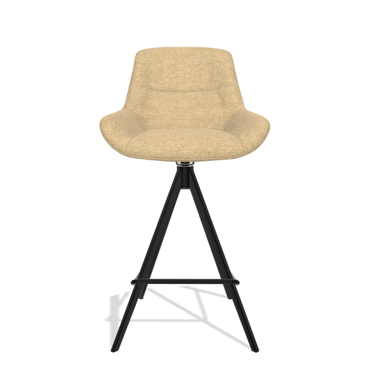 Taburete de bar Flavia 6721 en tela Mito 170 (beige), patas en negro, vista frontal