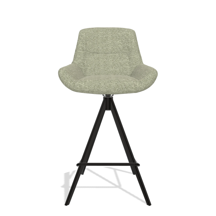 Barhocker Flavia 6721 in Stoff Mito 55 (Salbeigrün), Beine in Schwarz, Vorderansicht